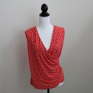 Talbots orange faux wrap top